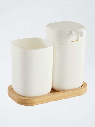 Completo dispenser di sapone e bicchiere per spazzolini da denti
