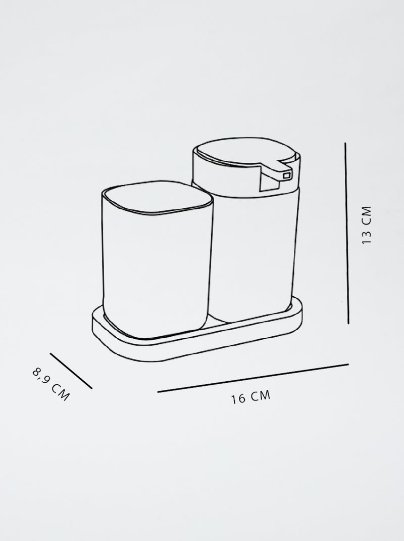 Completo dispenser di sapone e bicchiere per spazzolini da denti bianco - Kiabi