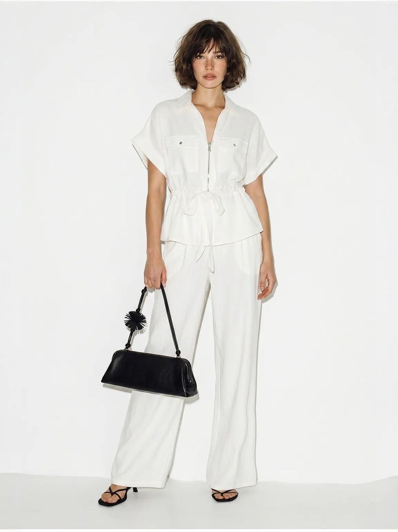 Completo donna con gilet e pantaloni ampi lucci Bianco - Kiabi