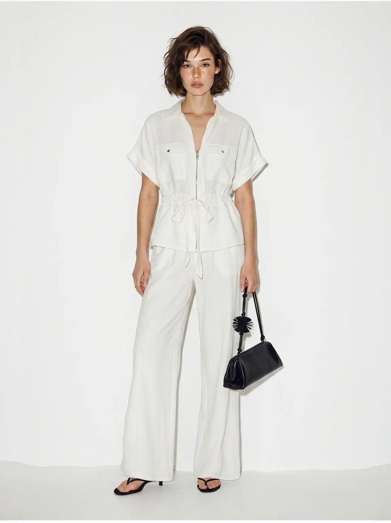 Completo donna con gilet e pantaloni ampi lucci Bianco - Kiabi