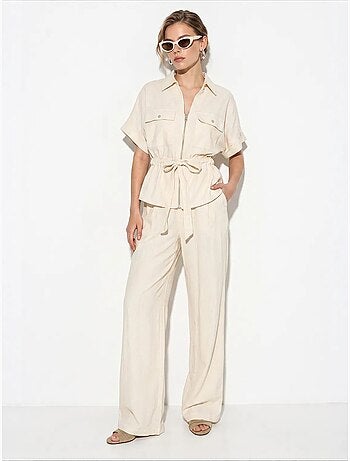 Completo donna con gilet e pantaloni ampi lucci