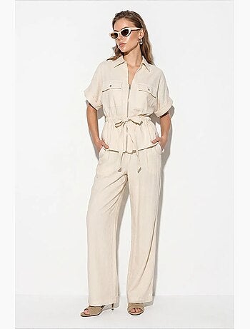 Completo donna con gilet e pantaloni ampi lucci