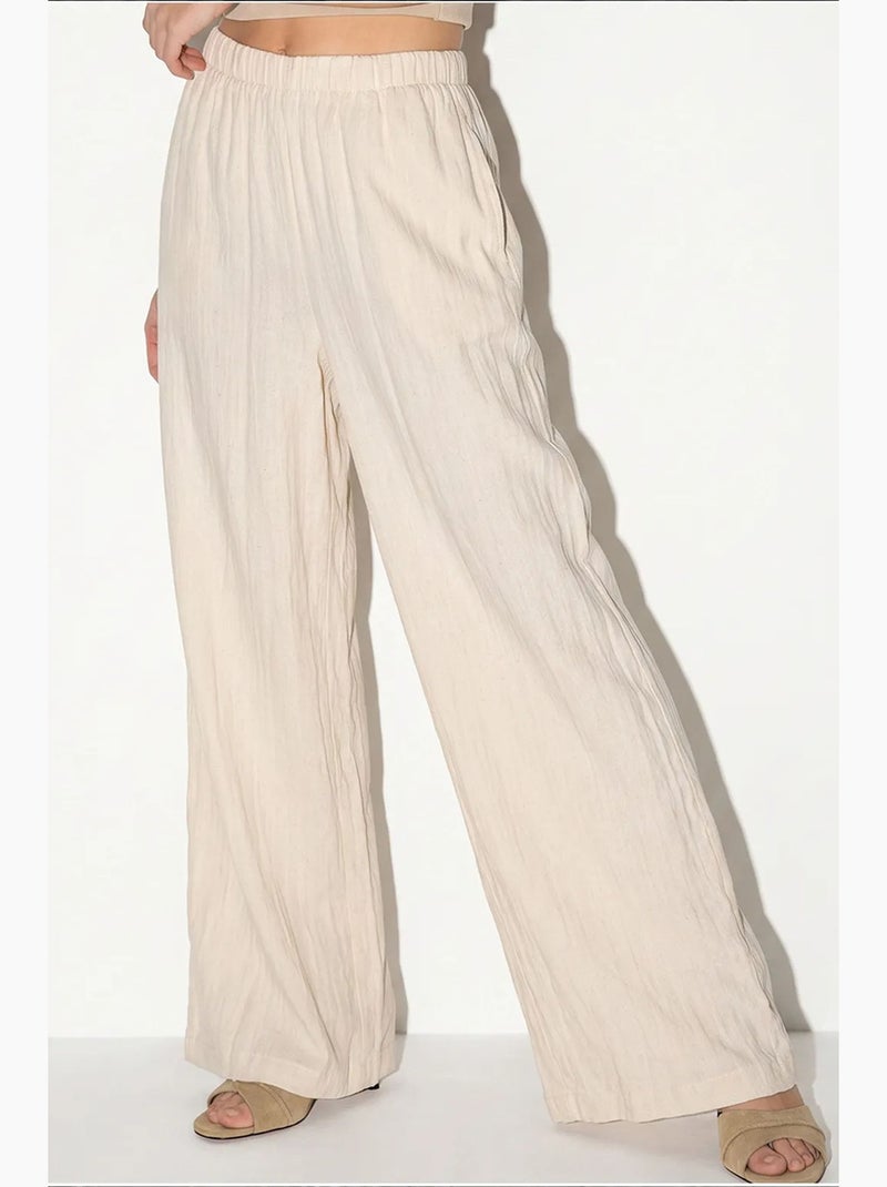Completo donna con gilet e pantaloni ampi lucci Crema - Kiabi