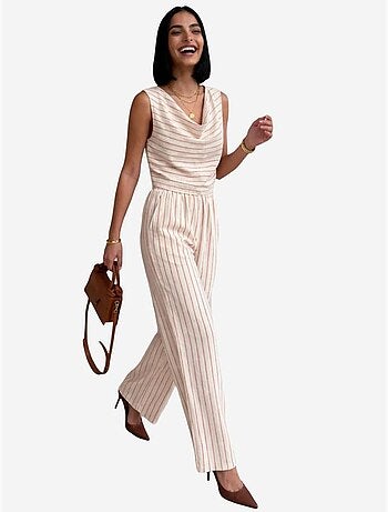 Completo due pezzi a righe con vita alta e scollo a cappuccio my fashion