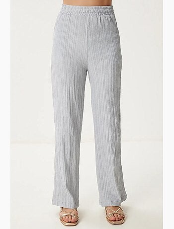 Completo due pezzi a vita alta con colletto da camicia e pantaloni a gamba ampia istanbul