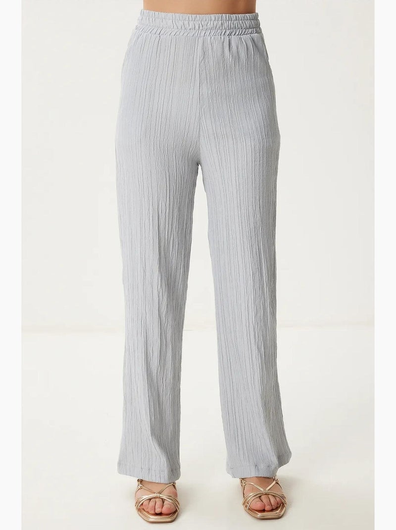 Completo due pezzi a vita alta con colletto da camicia e pantaloni a gamba ampia istanbul Grigio chiaro - Kiabi
