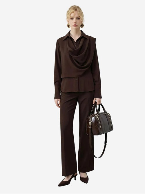 Completo due pezzi a vita alta e gamba larga con colletto a camicia lucci - Kiabi Completo due pezzi a vita alta e gamba larga con colletto a camicia lucci - Kiabi