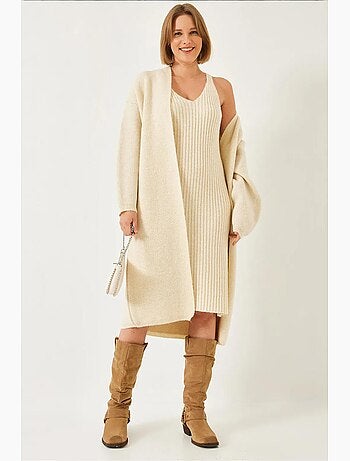 Completo due pezzi con abito e cardigan lucci