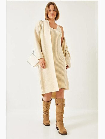 Completo due pezzi con abito e cardigan lucci