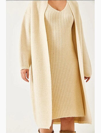 Completo due pezzi con abito e cardigan lucci
