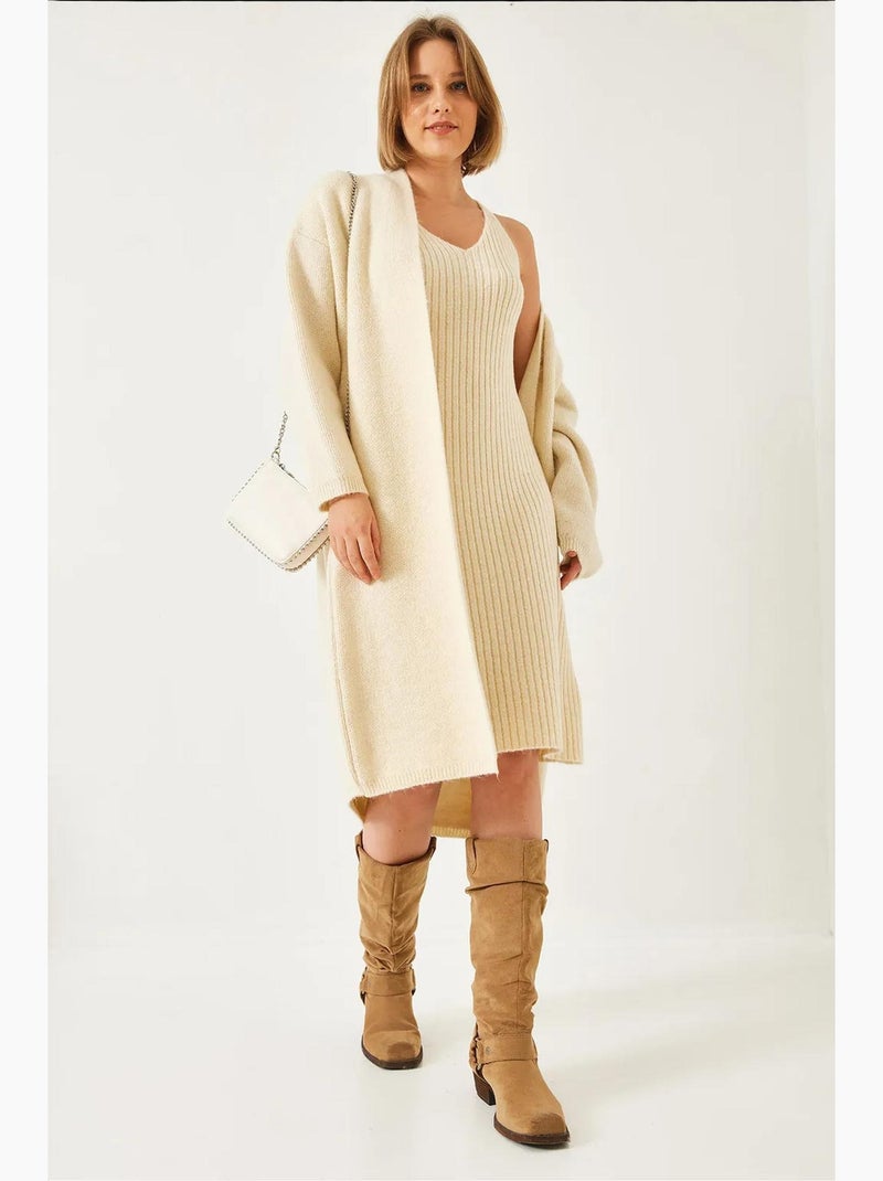 Completo due pezzi con abito e cardigan lucci Beige argilla - Kiabi