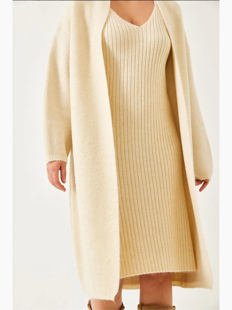 Completo due pezzi con abito e cardigan lucci Beige argilla - Kiabi