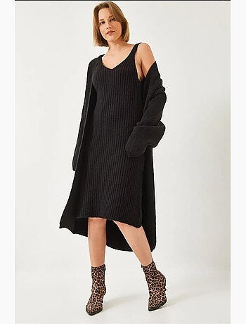 Completo due pezzi con abito e cardigan lucci