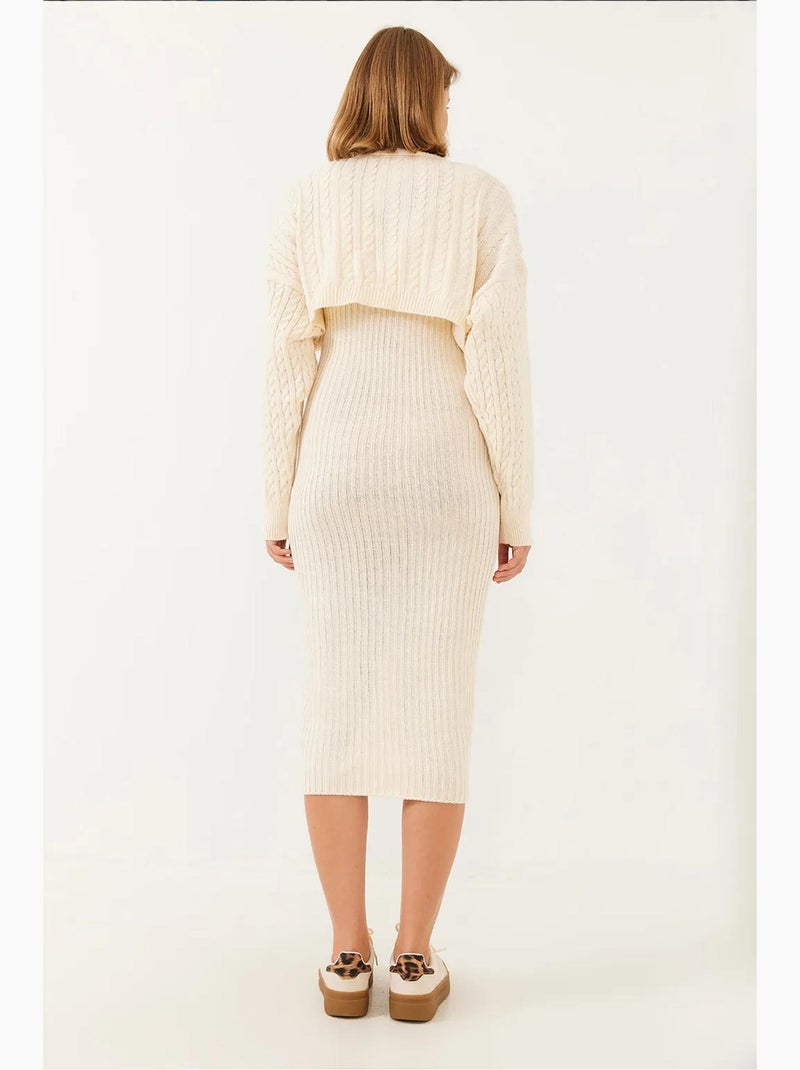 Completo due pezzi con abito in maglia corta lucci Beige argilla - Kiabi