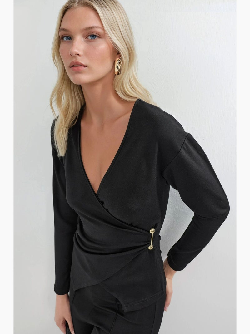 Completo due pezzi con camicetta e pantaloni con dettagli accessorio, hiccup Nero - Kiabi
