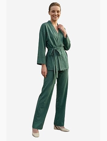 Completo due pezzi con cintura, scollo a v e maniche lunghe my fashion