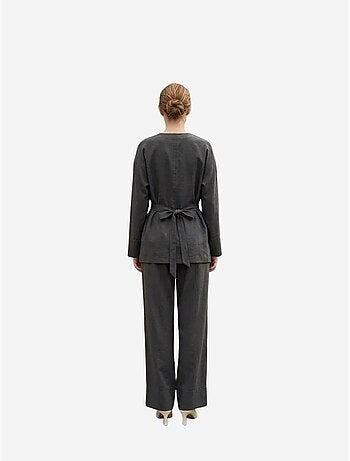 Completo due pezzi con cintura, scollo a v e maniche lunghe my fashion