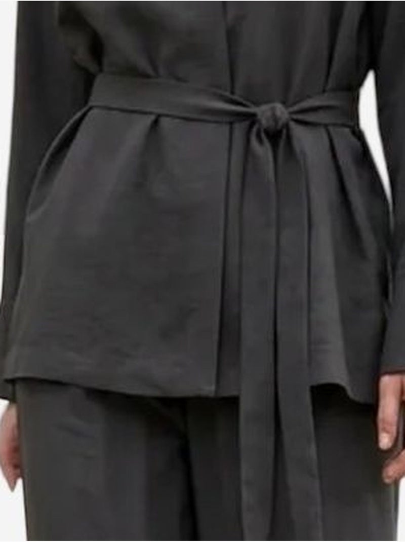 Completo due pezzi con cintura, scollo a v e maniche lunghe my fashion Grigio nero - Kiabi