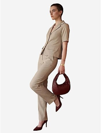 Completo due pezzi con giacca corta abbottonata a maniche corte e pantaloni my fashion