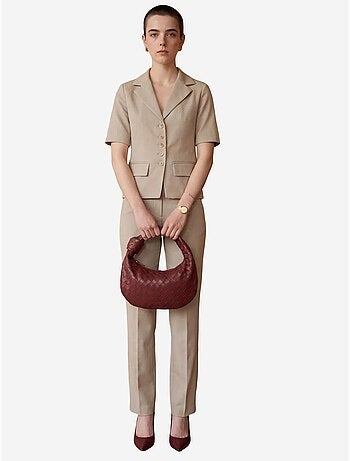Completo due pezzi con giacca corta abbottonata a maniche corte e pantaloni my fashion