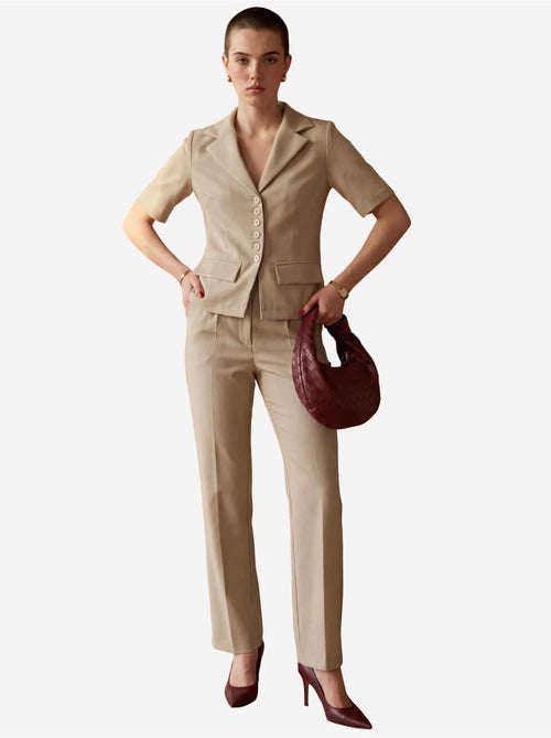 Completo due pezzi con giacca corta abbottonata a maniche corte e pantaloni my fashion - Kiabi