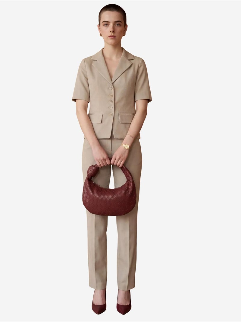Completo due pezzi con giacca corta abbottonata a maniche corte e pantaloni my fashion Beige argilla - Kiabi