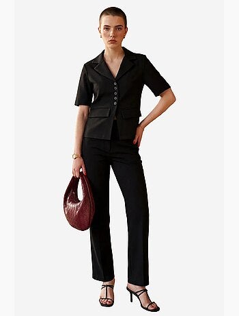Completo due pezzi con giacca corta abbottonata a maniche corte e pantaloni my fashion