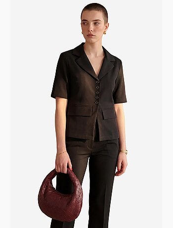 Completo due pezzi con giacca corta abbottonata a maniche corte e pantaloni my fashion