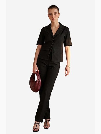 Completo due pezzi con giacca corta abbottonata a maniche corte e pantaloni my fashion