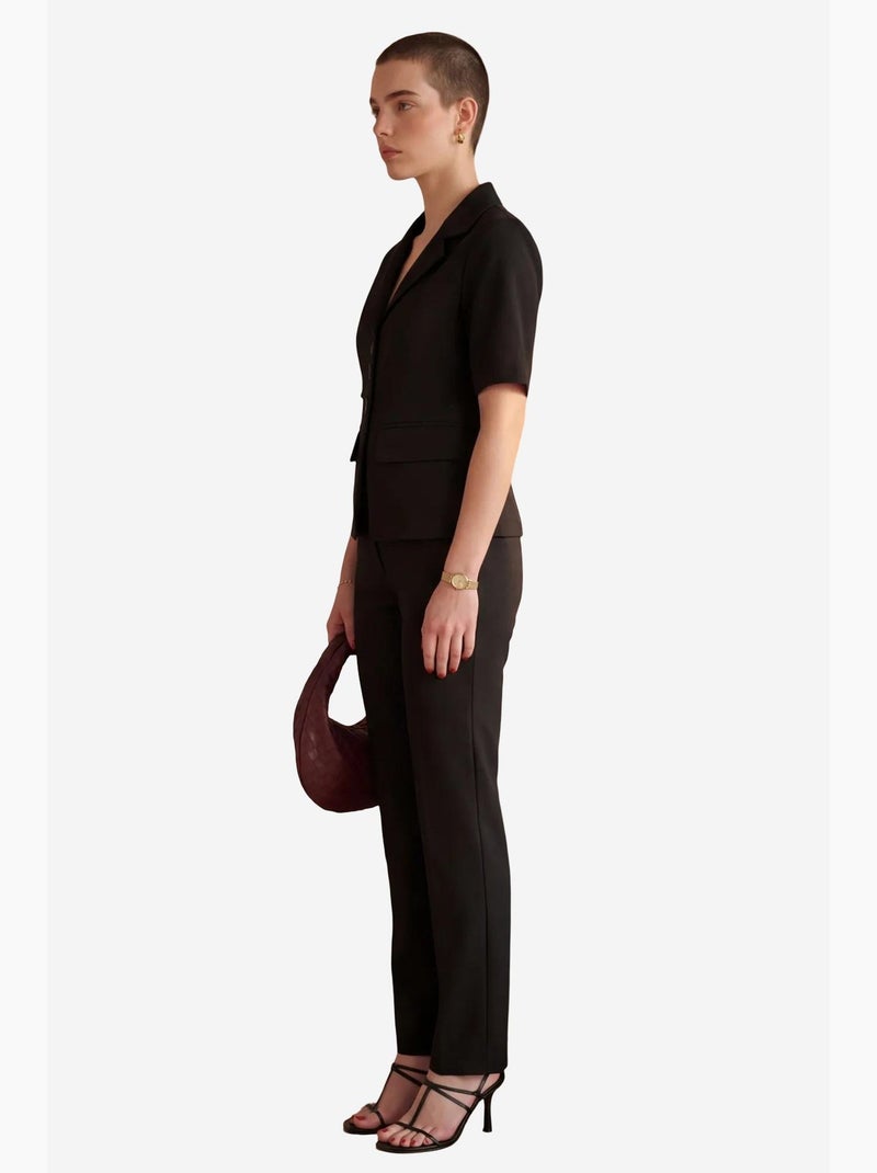 Completo due pezzi con giacca corta abbottonata a maniche corte e pantaloni my fashion Nero - Kiabi
