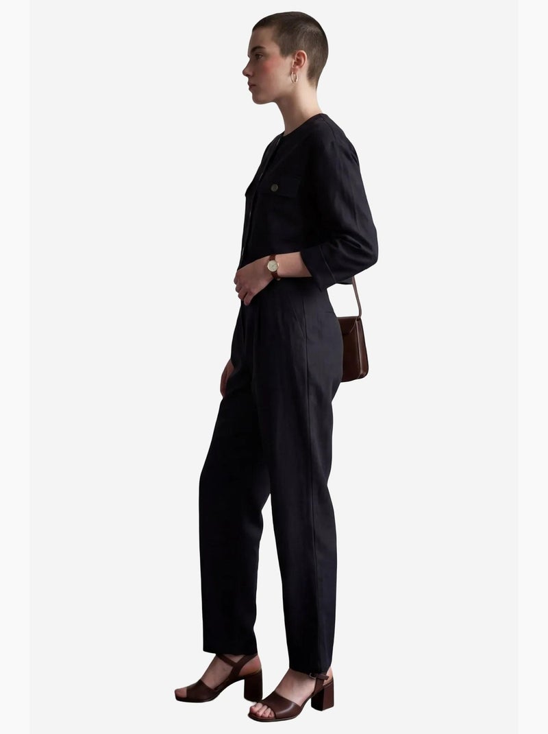 Completo due pezzi con girocollo, tasca e bottoni my fashion Nero - Kiabi