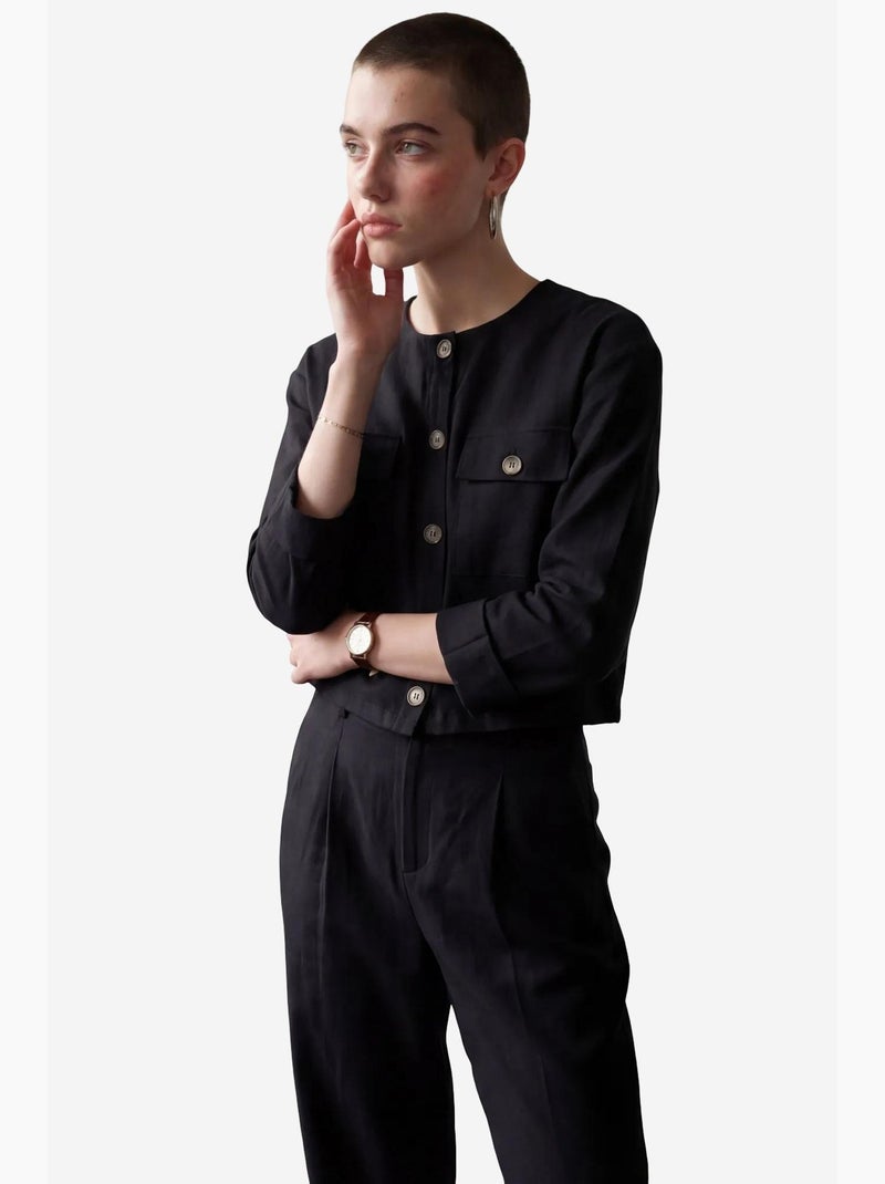 Completo due pezzi con girocollo, tasca e bottoni my fashion Nero - Kiabi