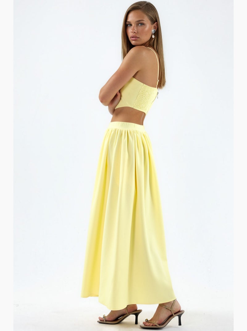 Completo due pezzi con gonna lunga e crop top con dettagli tasche hiccup Giallo limone - Kiabi