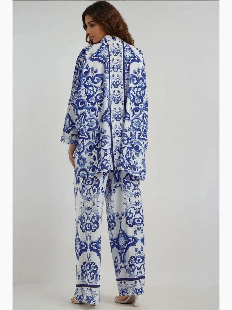 Completo due pezzi con motivo floreale hiccup Blu cobalto - Kiabi