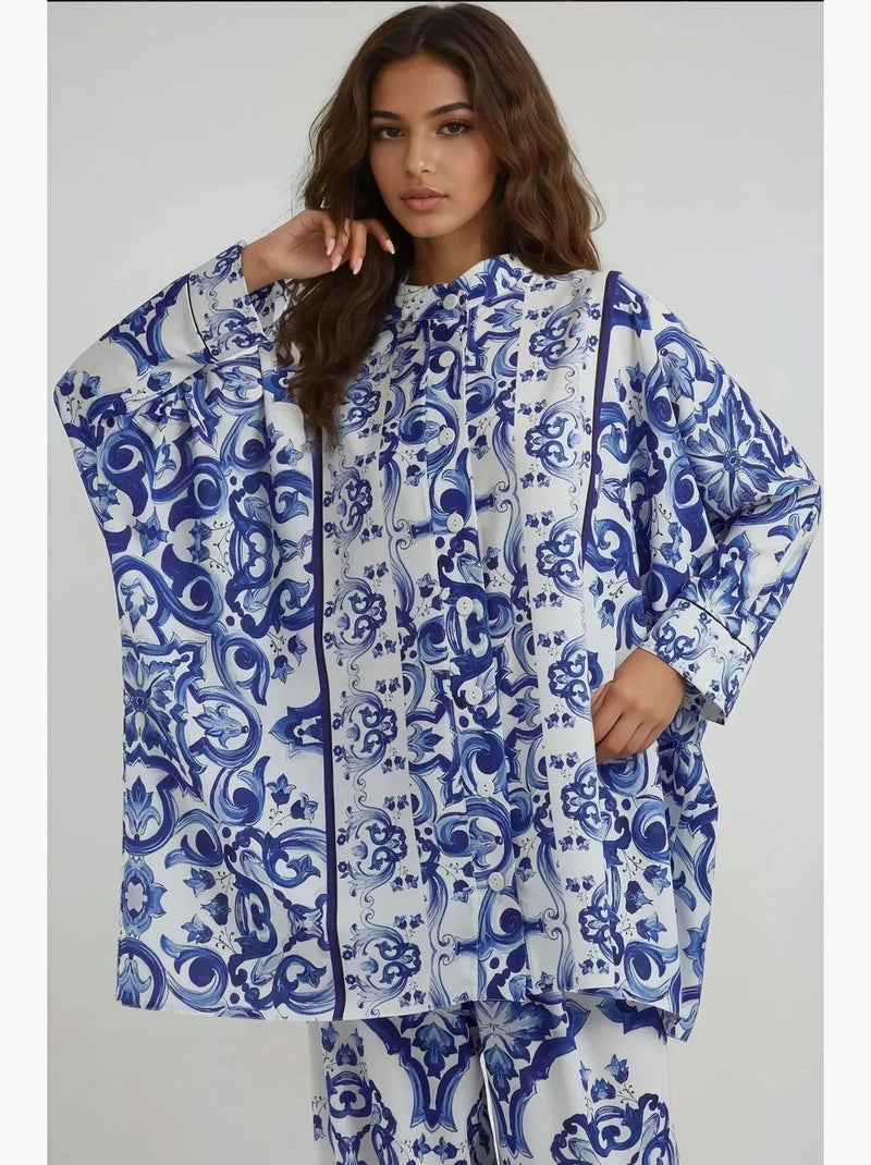Completo due pezzi con motivo floreale hiccup Blu cobalto - Kiabi