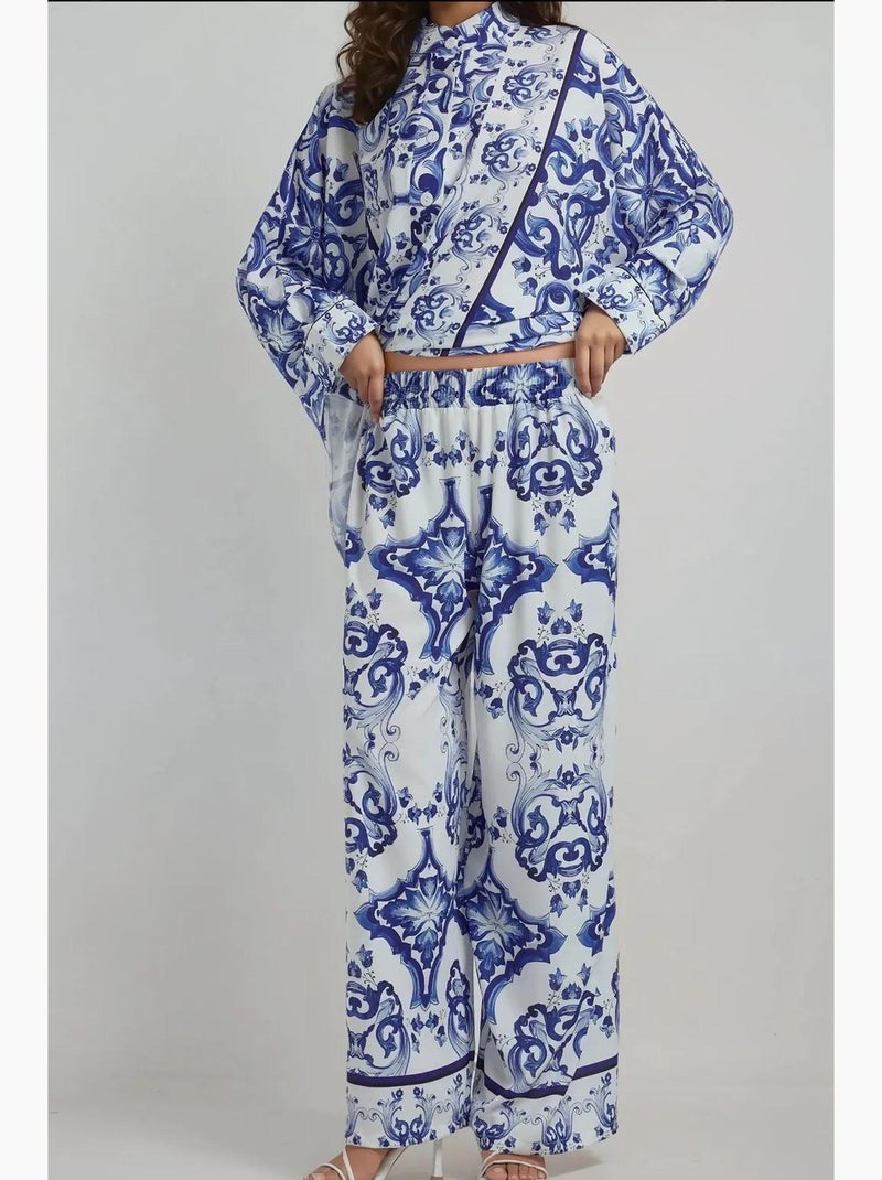 Completo due pezzi con motivo floreale hiccup Blu cobalto - Kiabi