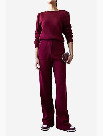 Completo due pezzi in maglia basic con dettaglio in velcro in vita lucci