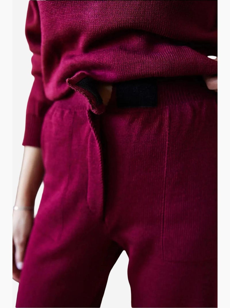 Completo due pezzi in maglia basic con dettaglio in velcro in vita lucci Rosso bordeaux - Kiabi