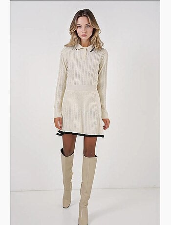 Completo due pezzi in maglia con gonna e maglione a collo alto bdart