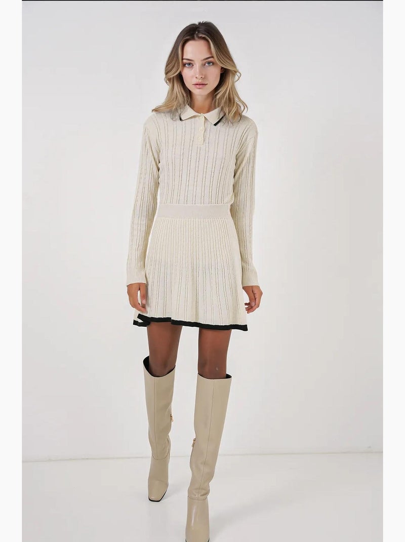 Completo due pezzi in maglia con gonna e maglione a collo alto bdart Crema - Kiabi