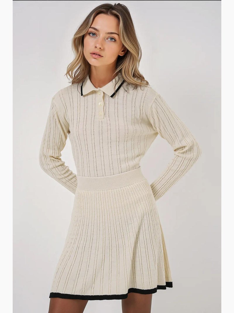 Completo due pezzi in maglia con gonna e maglione a collo alto bdart Crema - Kiabi