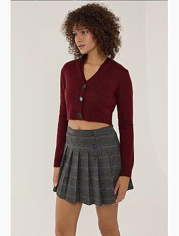 Completo due pezzi in maglia con scollo a v e bottoni hiccup