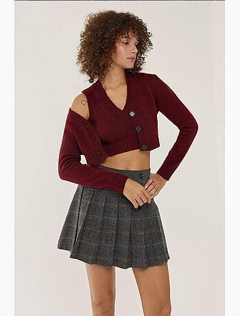 Completo due pezzi in maglia con scollo a v e bottoni hiccup