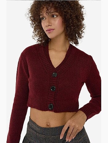 Completo due pezzi in maglia con scollo a v e bottoni hiccup