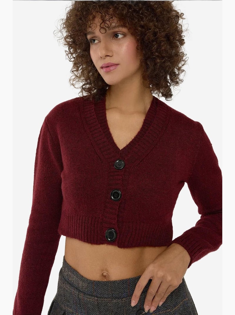 Completo due pezzi in maglia con scollo a v e bottoni hiccup Rosso - Kiabi