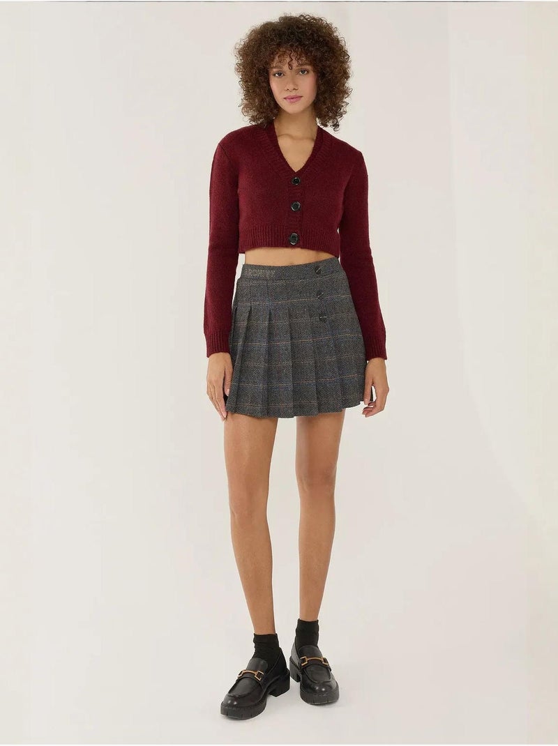 Completo due pezzi in maglia con scollo a V e bottoni Rosso - Kiabi