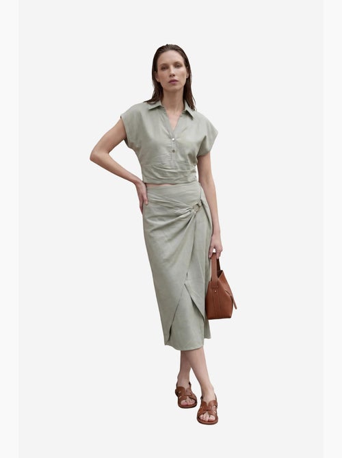 Completo due pezzi in misto lino a vita alta con colletto a camicia my fashion - Kiabi Completo due pezzi in misto lino a vita alta con colletto a camicia my fashion - Kiabi