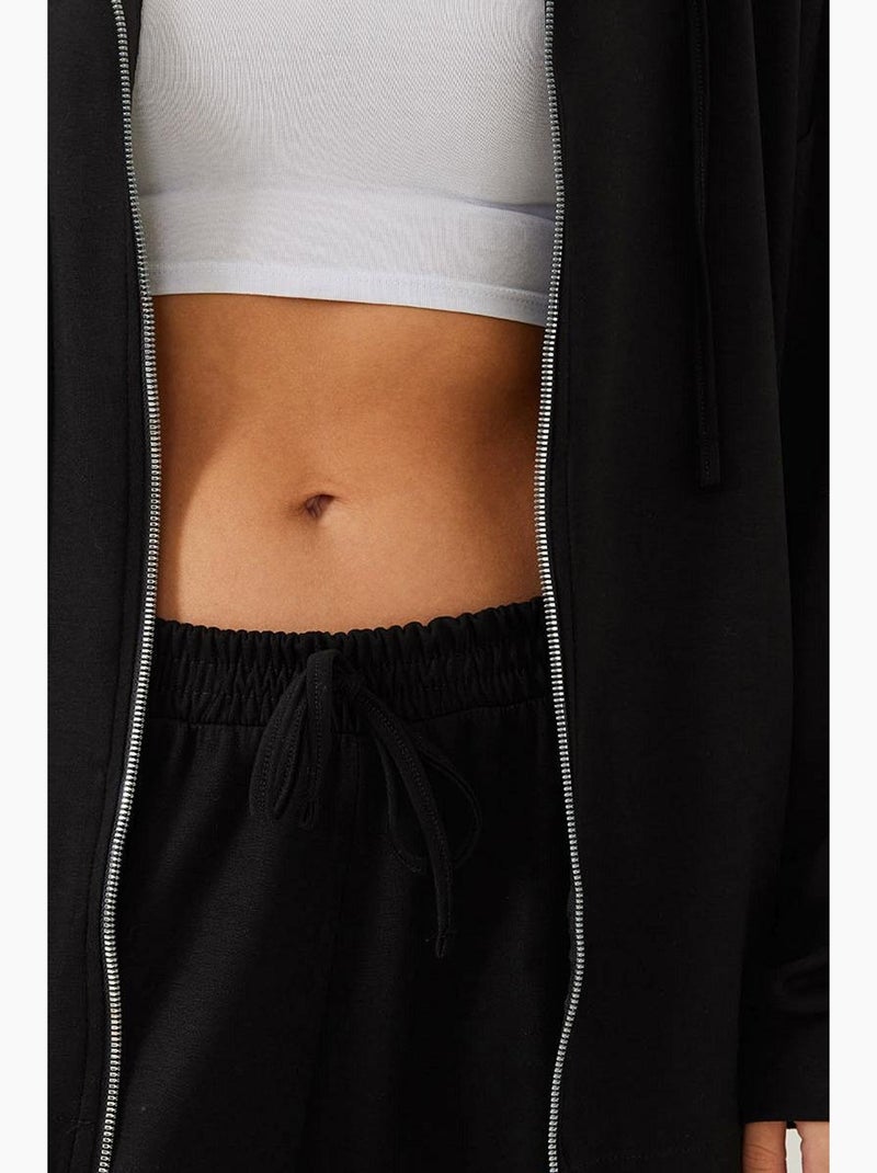 Completo due pezzi in modal con zip lucci Nero - Kiabi