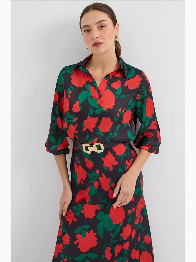 Completo due pezzi in raso fantasia bdart Nero Rosso - Kiabi