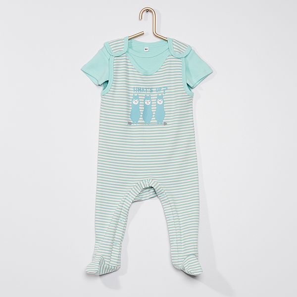 Completo due pezzi null - verde a righe - Kiabi - 7,00€